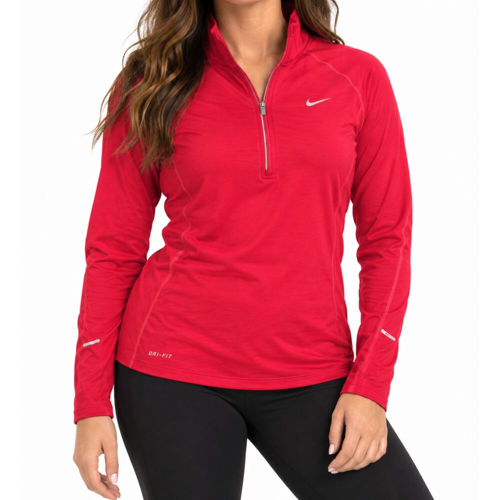 Nike Dri-FIT Women’s Pink Half-Zip Long Sleeve Running Top | Large